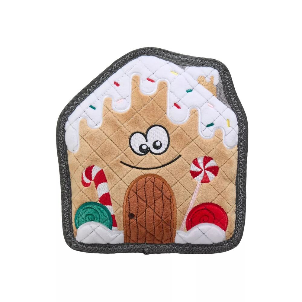 Joyhound Rip Roarin Tough Chew Plush Dog Toy Squeaky Gingerbread House Toss Play
